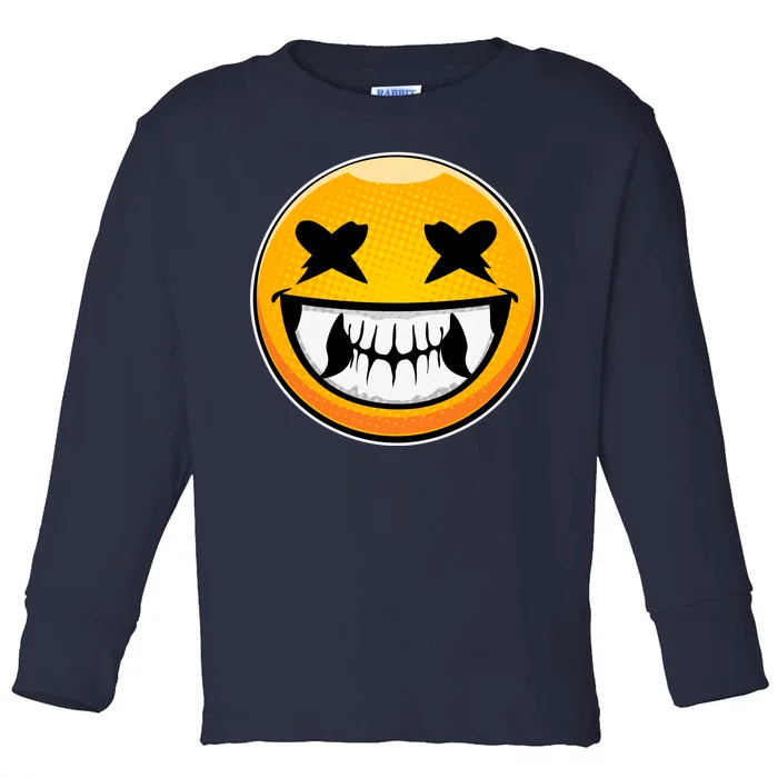 Sharp Toothed Smiley Creepy Emoji Toddler Long Sleeve Shirt