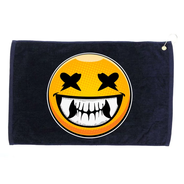 Sharp Toothed Smiley Creepy Emoji Grommeted Golf Towel