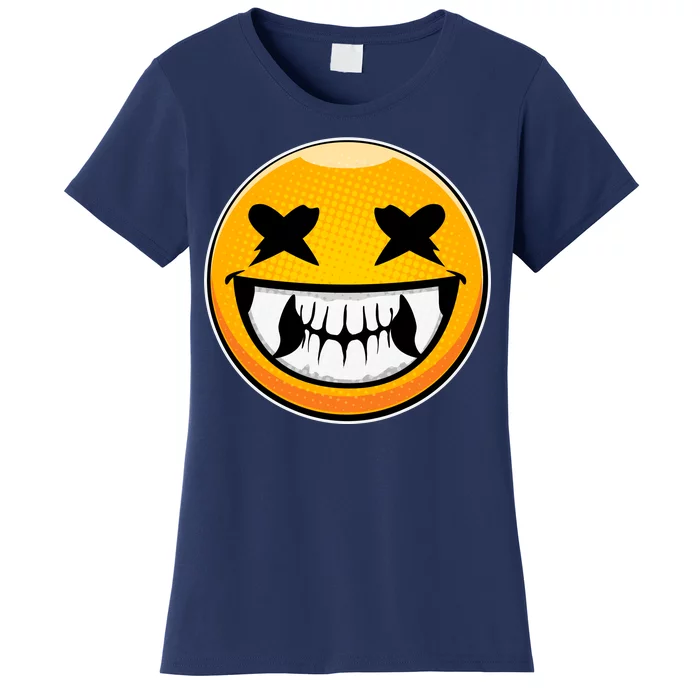 Sharp Toothed Smiley Creepy Emoji Women's T-Shirt