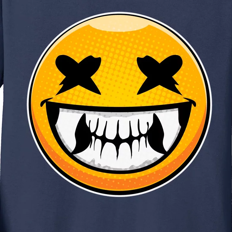 Sharp Toothed Smiley Creepy Emoji Kids Long Sleeve Shirt