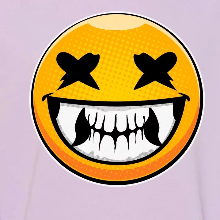 Sharp Toothed Smiley Creepy Emoji Garment-Dyed Sweatshirt