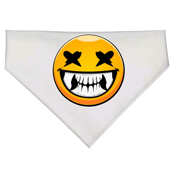 Sharp Toothed Smiley Creepy Emoji USA-Made Doggie Bandana