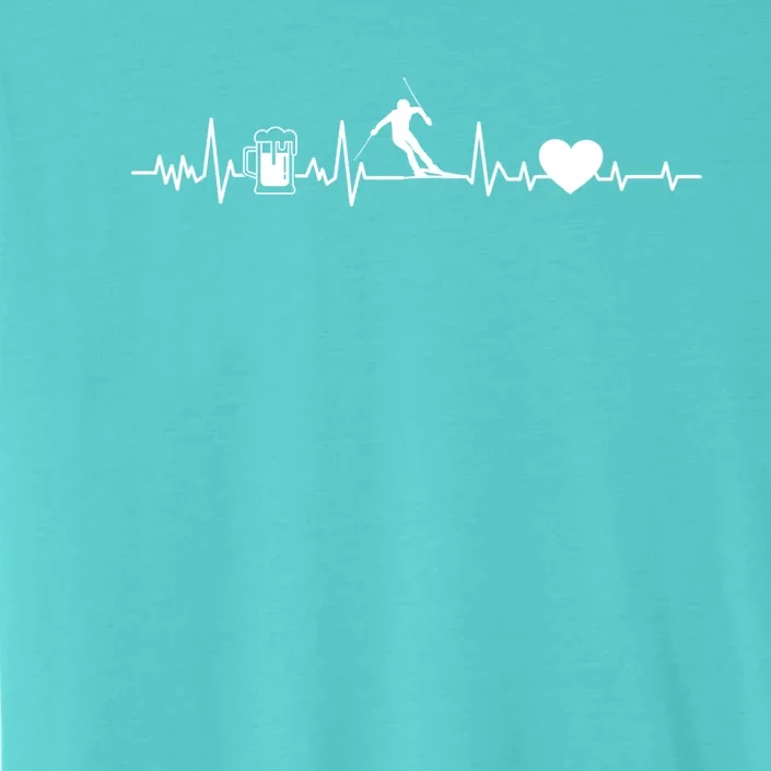 Skiing Heartbeat Beer Skier Skiing Heartbeat Gift ChromaSoft Performance T-Shirt