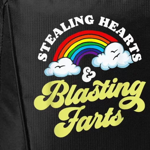 Stealing Hearts & Blasting Farts Funny Rainbow Valentines City Backpack