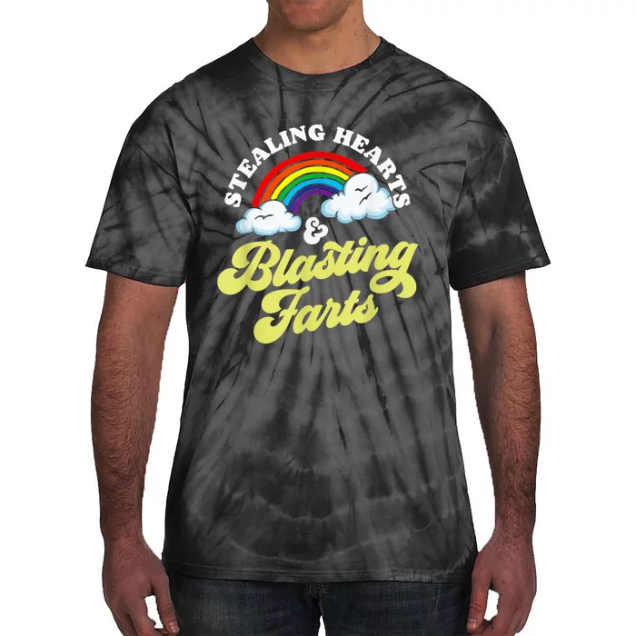 Stealing Hearts & Blasting Farts Funny Rainbow Valentines Tie-Dye T-Shirt