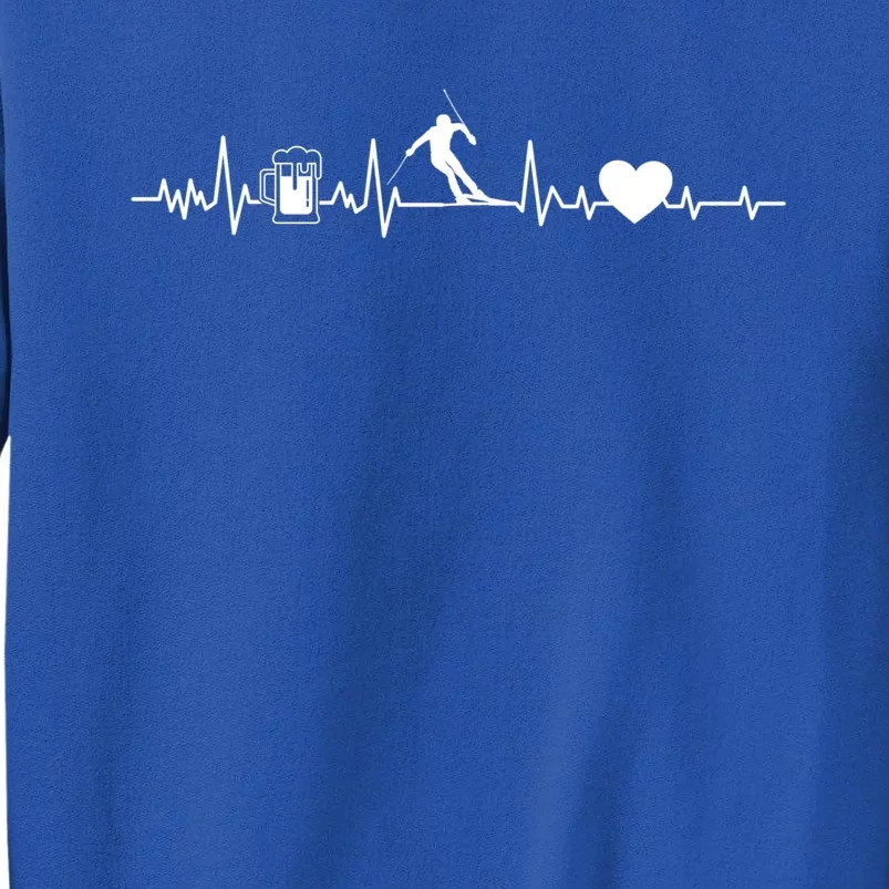 Skiing Heartbeat Beer Skier Skiing Heartbeat Gift Sweatshirt