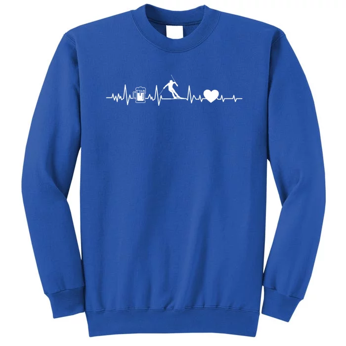 Skiing Heartbeat Beer Skier Skiing Heartbeat Gift Sweatshirt