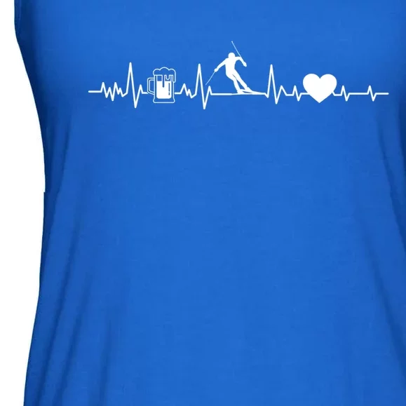 Skiing Heartbeat Beer Skier Skiing Heartbeat Gift Ladies Essential Flowy Tank