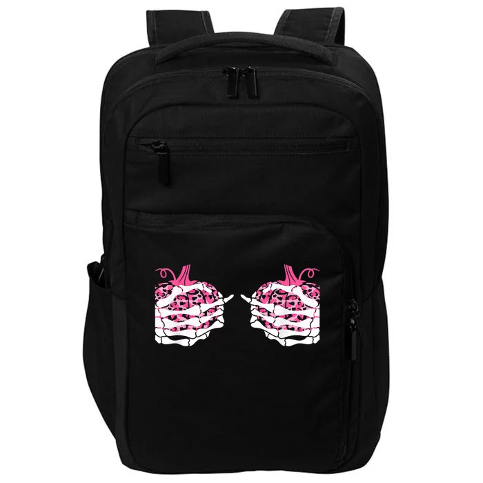 Skeleton Hand Boobs Pumpkin Breast Cancer Save The Boo Bees Gift Impact Tech Backpack