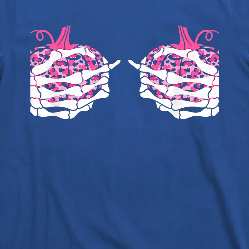 Skeleton Hand Boobs Pumpkin Breast Cancer Save The Boo Bees Gift T-Shirt