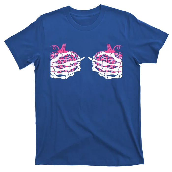 Skeleton Hand Boobs Pumpkin Breast Cancer Save The Boo Bees Gift T-Shirt