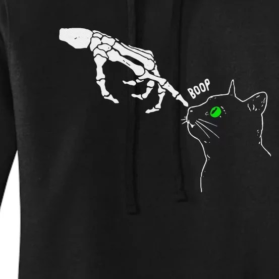 Skeleton Hand Boop On A CatS Nose Funny Halloween Women's Pullover Hoodie