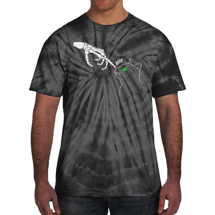 Skeleton Hand Boop On A CatS Nose Funny Halloween Tie-Dye T-Shirt