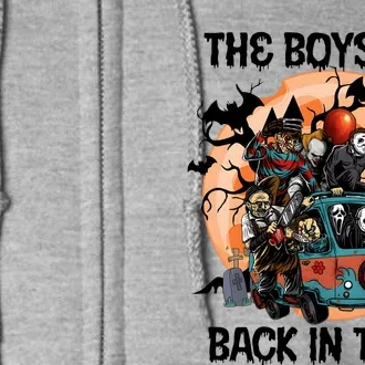 Spooky Halloween Bus The Boy Are Back In Town Spooky Vibes Full Zip Hoodie