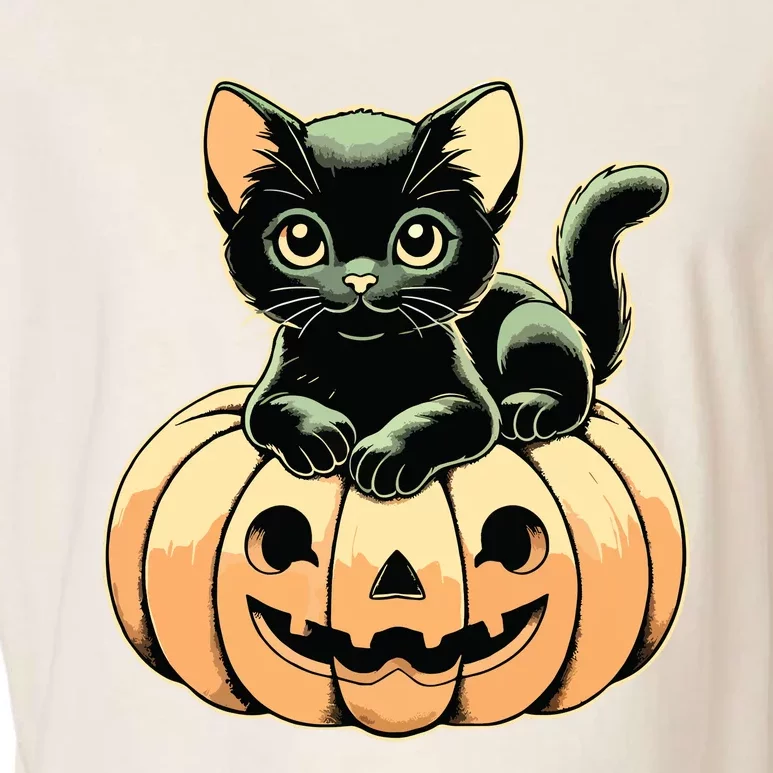 Scary Halloween Black Cats On Pumpkin Fall Spooky Season Garment-Dyed Women's Muscle Tee