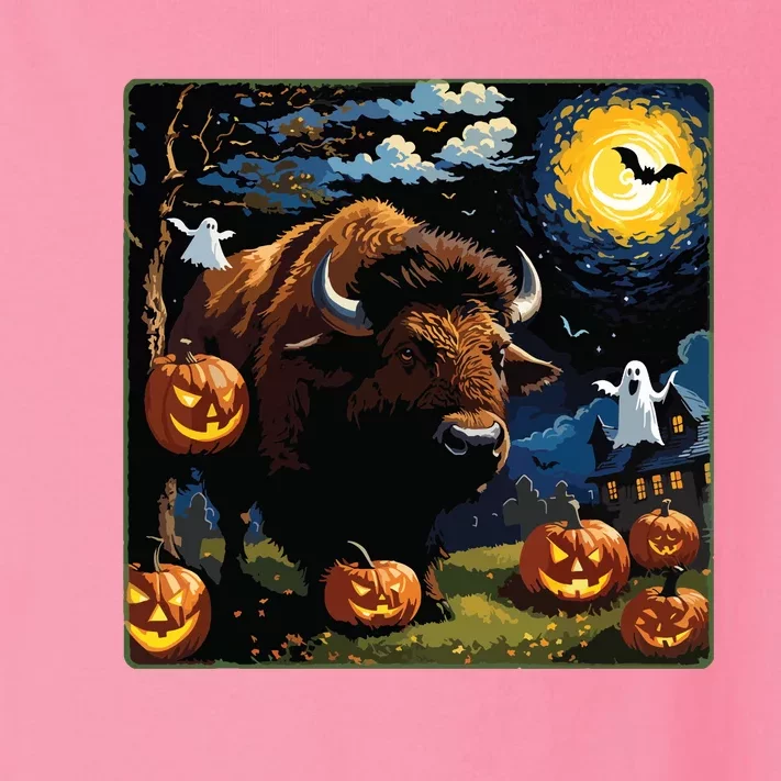 Spooky Halloween Bison Starry Night Toddler Long Sleeve Shirt