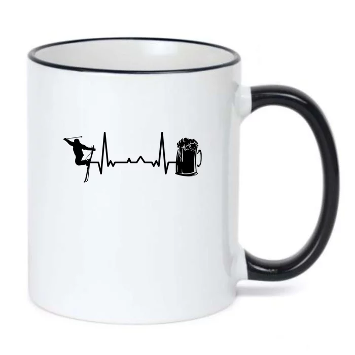 Skiing Heartbeat Beer Skier Skiing Heartbeat Gift For Skier Black Color Changing Mug