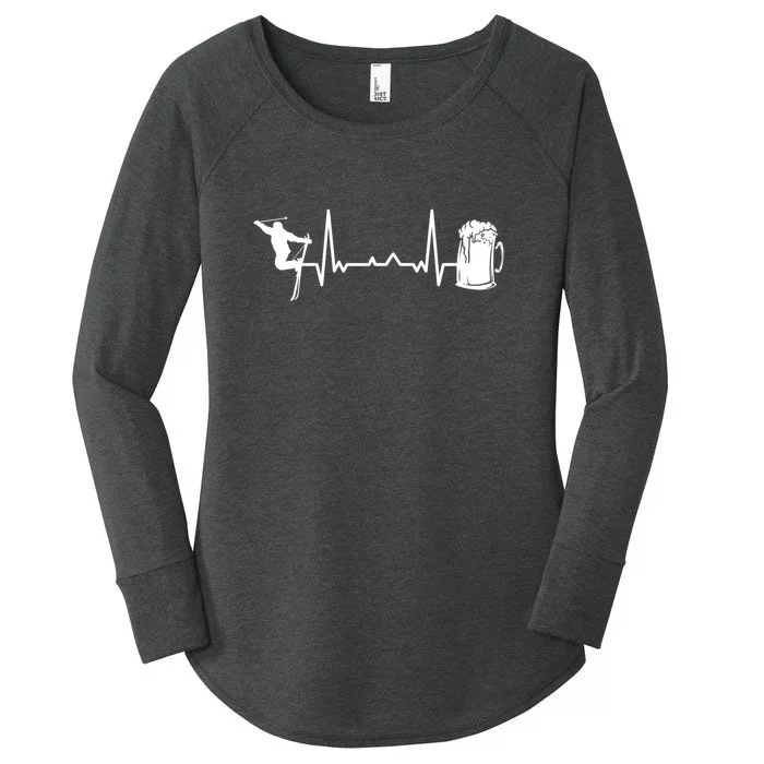 Skiing Heartbeat Beer Skier Skiing Heartbeat Gift For Skier Women's Perfect Tri Tunic Long Sleeve Shirt