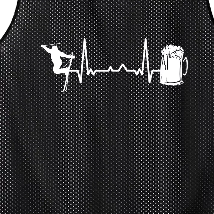 Skiing Heartbeat Beer Skier Skiing Heartbeat Gift For Skier Mesh Reversible Basketball Jersey Tank