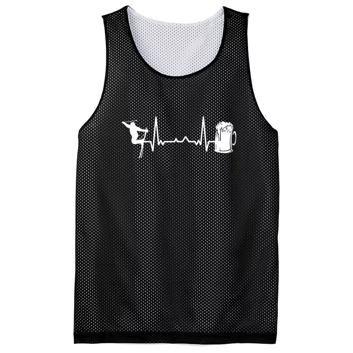 Skiing Heartbeat Beer Skier Skiing Heartbeat Gift For Skier Mesh Reversible Basketball Jersey Tank