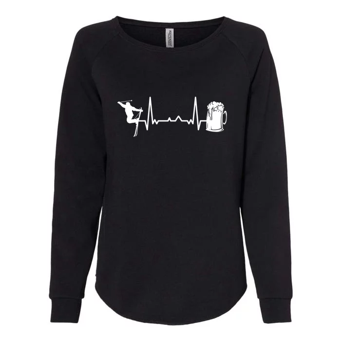 Skiing Heartbeat Beer Skier Skiing Heartbeat Gift For Skier Womens California Wash Sweatshirt