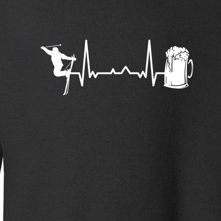 Skiing Heartbeat Beer Skier Skiing Heartbeat Gift For Skier Toddler Sweatshirt