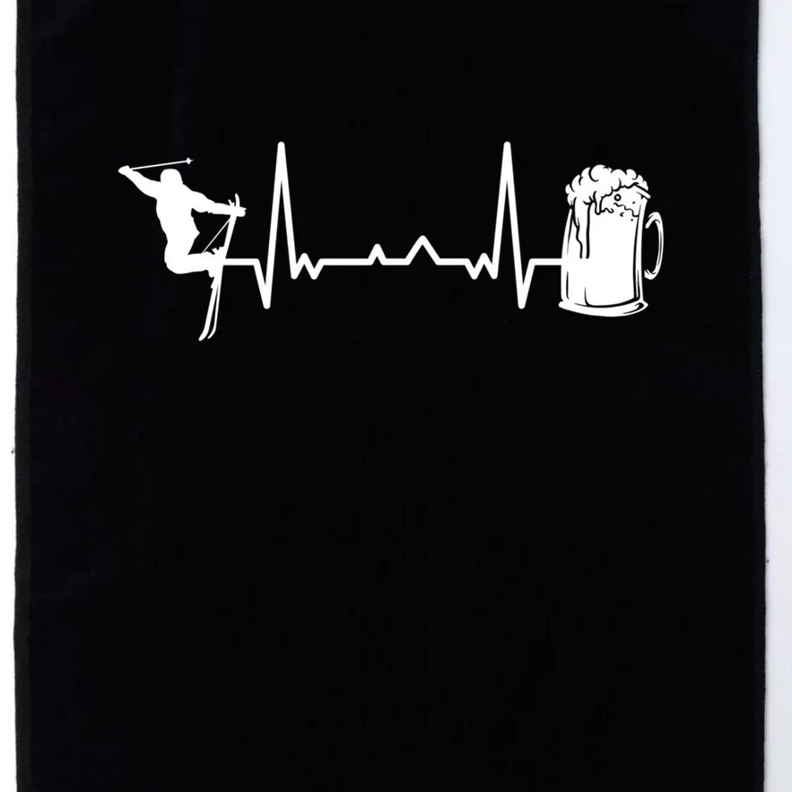 Skiing Heartbeat Beer Skier Skiing Heartbeat Gift For Skier Platinum Collection Golf Towel