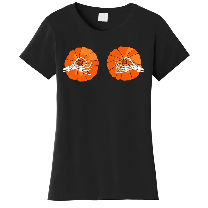 Spooky Halloween Bikini Costume with Pumpkin Boobs Women's T-Shirt