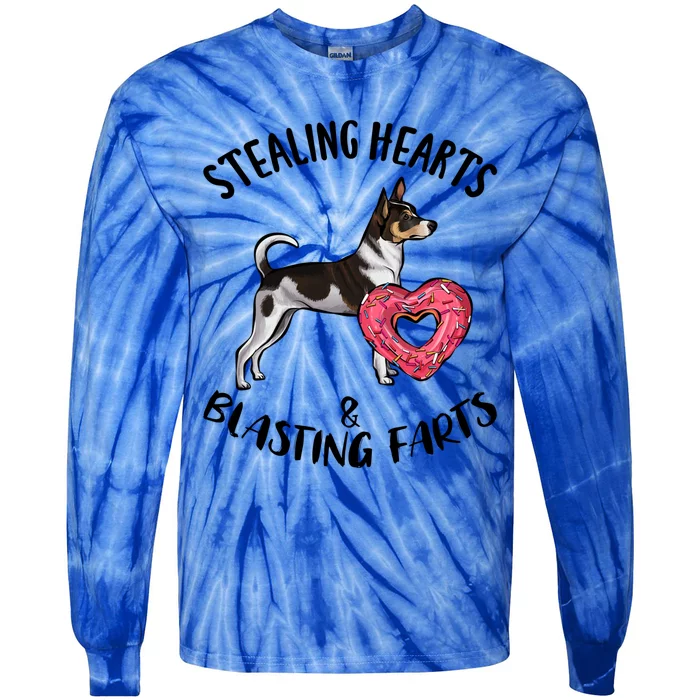 Stealing Hearts Blasting Farts Rat Terrier Valentines Day Funny Gift Tie-Dye Long Sleeve Shirt