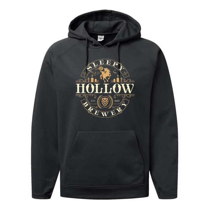 Sleepy Hollow Brewery Inn Halloween Salem Party Headless Performance Fleece Hoodie