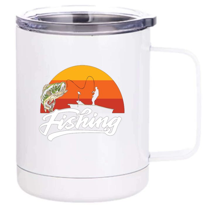 Sunset Hunting Boat Husband Dad Fishing Legend Father's Day Gift Front & Back 12oz Stainless Steel Tumbler Cup