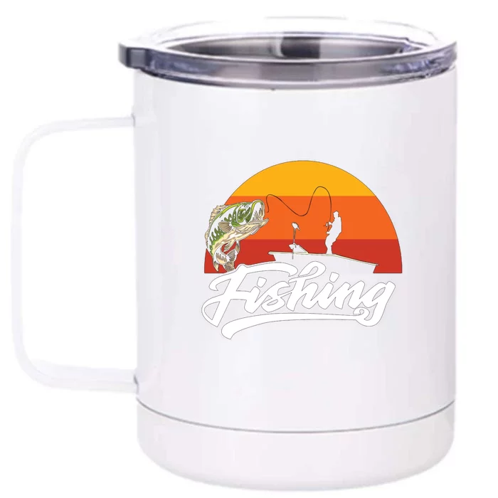 Sunset Hunting Boat Husband Dad Fishing Legend Father's Day Gift Front & Back 12oz Stainless Steel Tumbler Cup