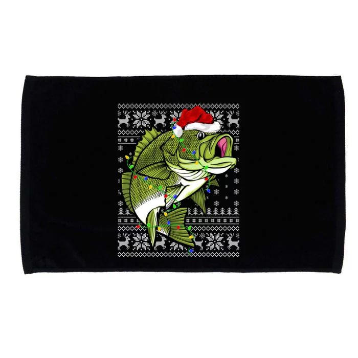 Santa Hat Bass Fish Xmas Lighting Ugly Bass Christmas Gift Microfiber Hand Towel