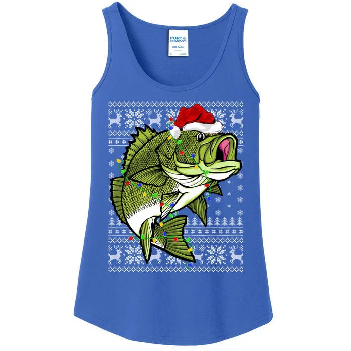 Santa Hat Bass Fish Xmas Lighting Ugly Bass Christmas Gift Ladies Essential Tank