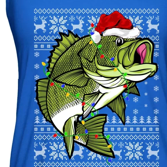 Santa Hat Bass Fish Xmas Lighting Ugly Bass Christmas Gift Ladies Essential Flowy Tank