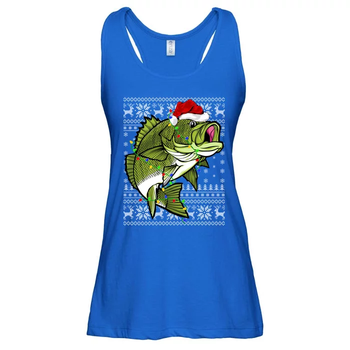 Santa Hat Bass Fish Xmas Lighting Ugly Bass Christmas Gift Ladies Essential Flowy Tank