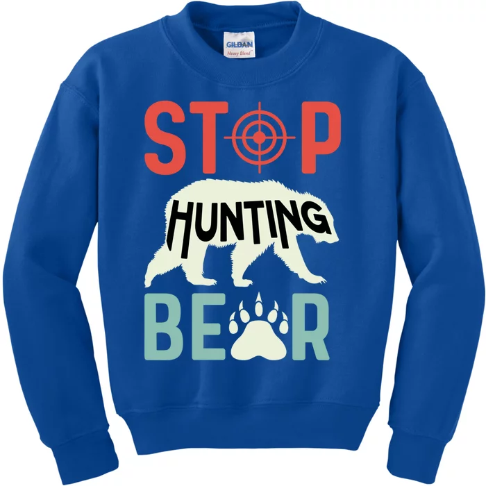 Stop Hunting Bear Animal Advocate Gift Kids Sweatshirt