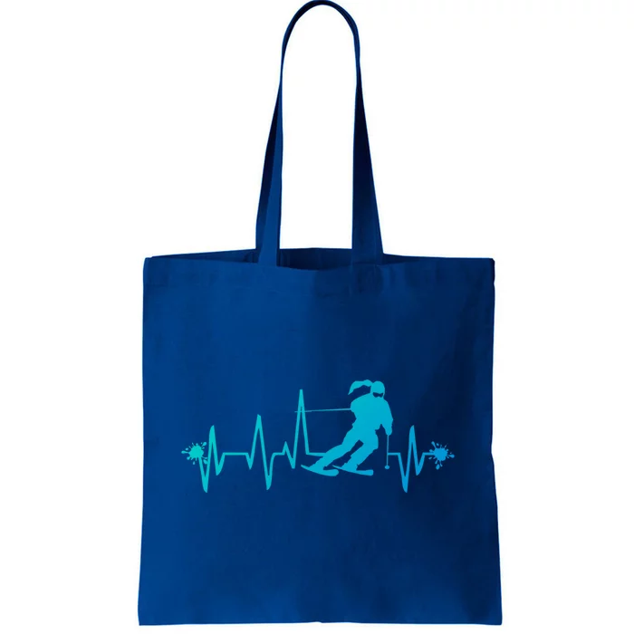 Ski Heart Beat Funny Gift Funny Skiing Skier Winter Gift Tote Bag