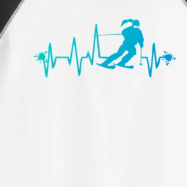 Ski Heart Beat Funny Gift Funny Skiing Skier Winter Gift Toddler Fine Jersey T-Shirt