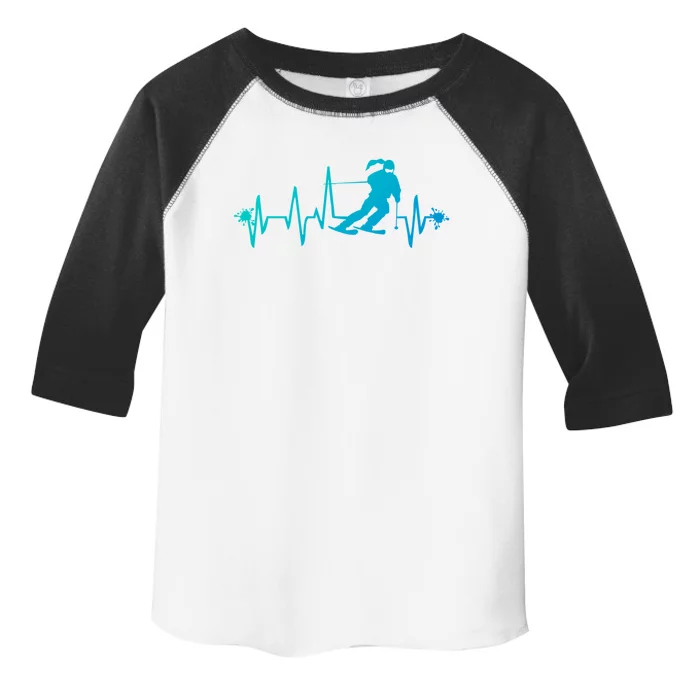 Ski Heart Beat Funny Gift Funny Skiing Skier Winter Gift Toddler Fine Jersey T-Shirt