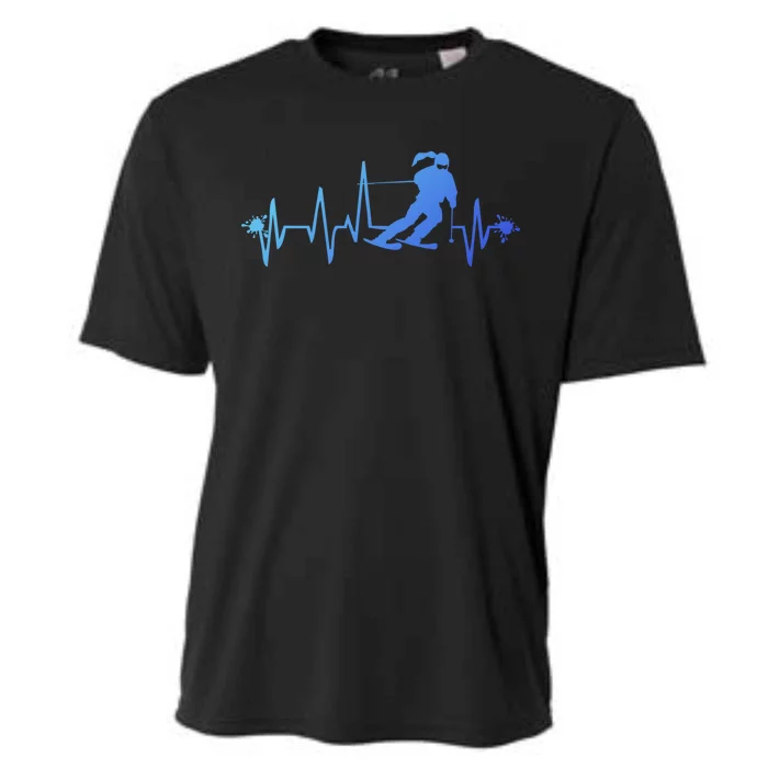 Ski Heart Beat Funny Gift Funny Skiing Skier Winter Gift Cooling Performance Crew T-Shirt