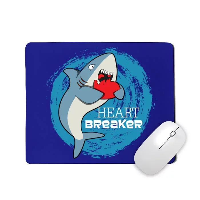 Shark Heart Breaker Funny Valentines Day Funny Gift Mousepad