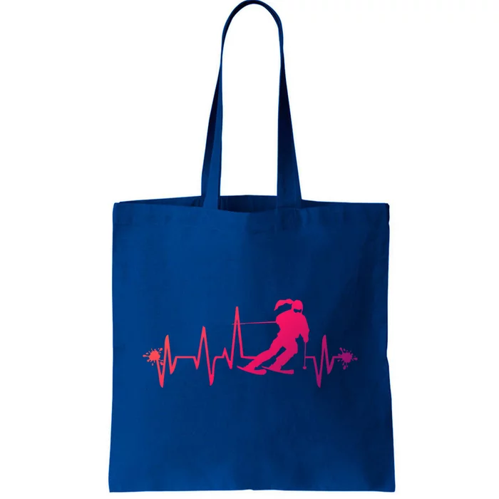 Ski Heart Beat Funny Gift Funny Skiing Skier Winter Gift Tote Bag