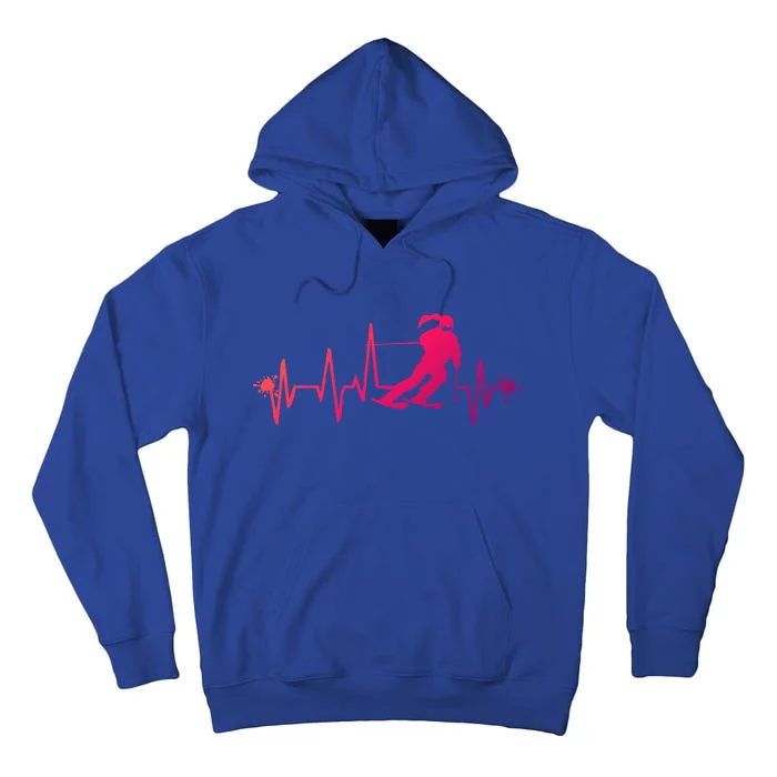 Ski Heart Beat Funny Gift Funny Skiing Skier Winter Gift Tall Hoodie