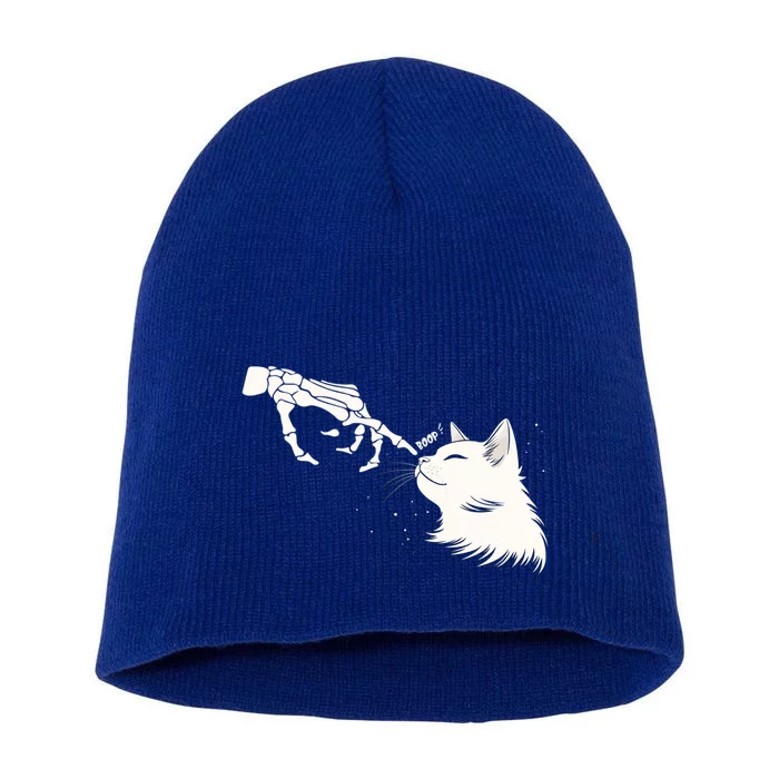 Skeleton Hands Boop A Happy Cat Great Gift Short Acrylic Beanie