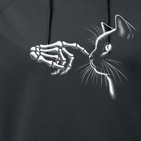 Skeleton Hand Boop Black Cat Pet For Halloween Performance Fleece Hoodie