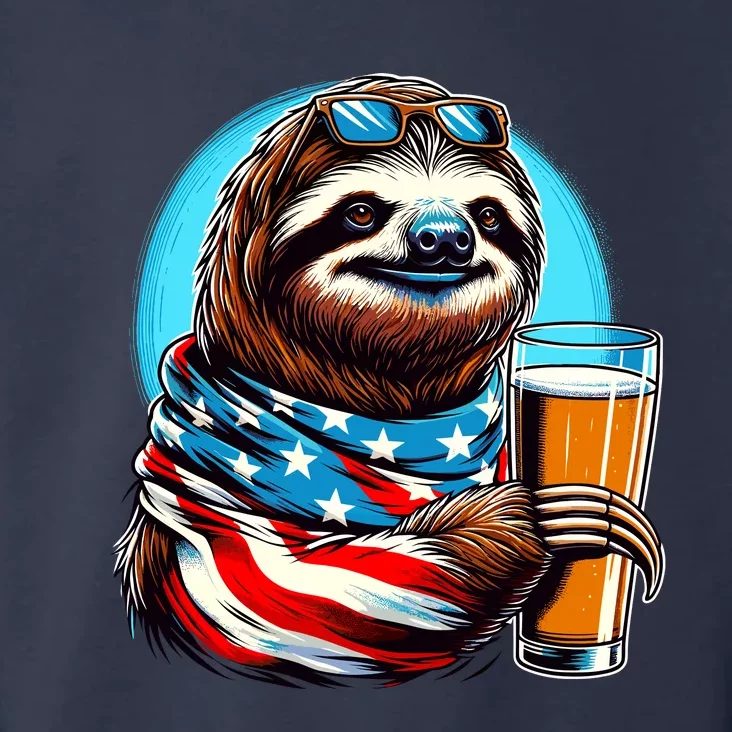 Sloth Holding Beer Usa Flag Toddler Hoodie