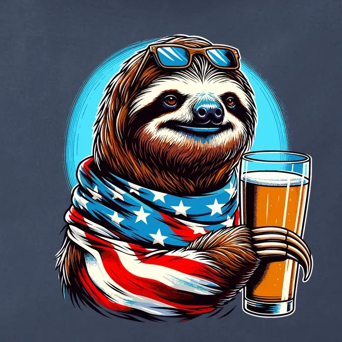 Sloth Holding Beer Usa Flag Zip Tote Bag