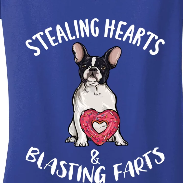 Stealing Hearts Blasting Farts French Bulldog Valentines Day Great Gift Women's V-Neck T-Shirt