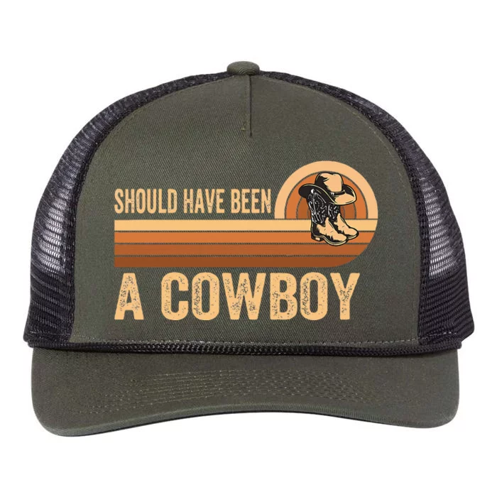 Should Have Been A Cowboy Western Rodeo Horse Riding Retro Rope Trucker Hat Cap